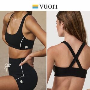 Vuori Women's Daily Piped Black Sports Bra Sz M NWT 64$